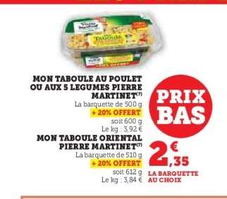 MON TABOULE AU POULET OU AUX 5 LEGUMES PIERRE MARTINET