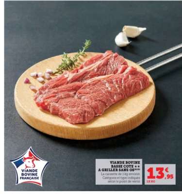 VIANDE BOVINE BASSE COTE ** A GRILLER SANS OS