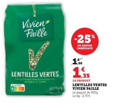LENTILLES VERTES "VIVIEN PAILLE"