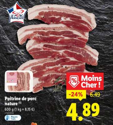 Poitrine de porc nature