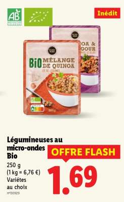 Légumineuses au micro-ondes Bio