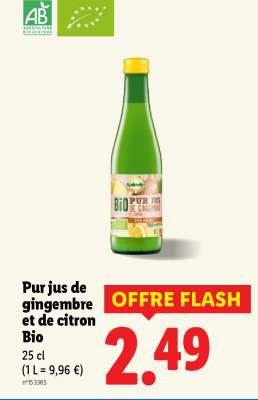 Pur jus de gingembre et de citron Bio