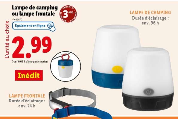 Lampe de camping ou lampe frontale