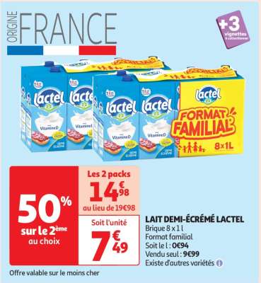 Lait Demi-Écrémé Lactel