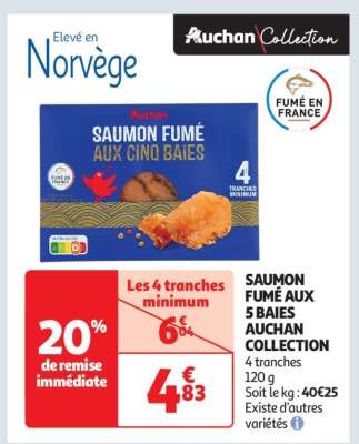 SAUMON FUMÉ AUX 5 BAIES AUCHAN COLLECTION