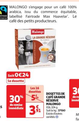 DOSETTES DE CAFE GRANDE RÉSERVE MALONGO
