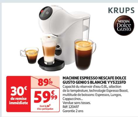MACHINE ESPRESSO NESCAFE DOLCE GUSTO GENIO S BLANCHE YY5215FD