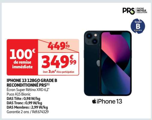 Iphone 13 128Go Grade B Reconditionné Prs