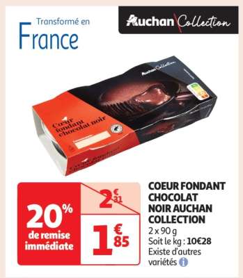 Coeur Fondant Chocolat Noir Auchan Collection