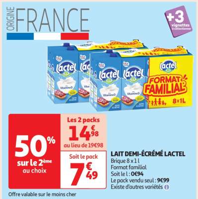 Lait Demi-Écrémé Lactel