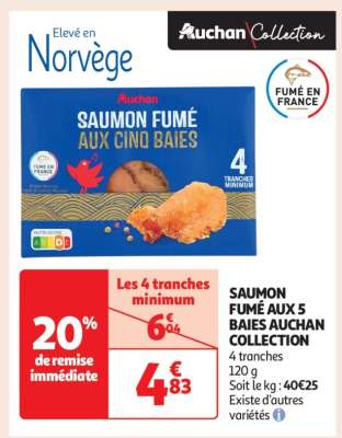 SAUMON FUMÉ AUX 5 BAIES AUCHAN COLLECTION