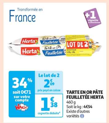Tarte En Or Pâte Feuilletée Herta