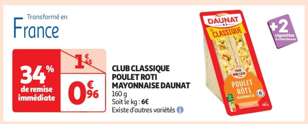 Club Classique Poulet Roti Mayonnaise Daunat