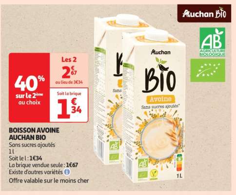 Boisson Avoine Auchan Bio