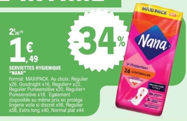 Serviettes Hygiènique Nana