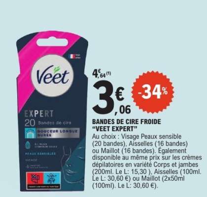 BANDES DE CIRE FROIDE “VEET EXPERT”