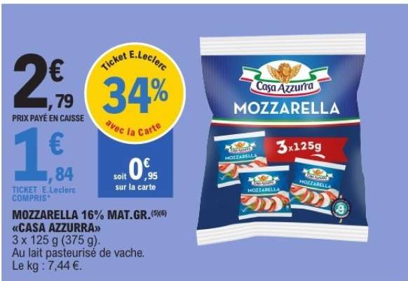 MOZZARELLA 16% MAT.GR. "CASA AZZURRA"