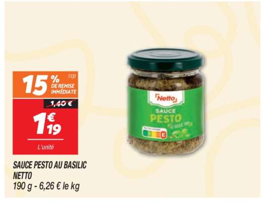 Sauce Pesto au Basilic Netto