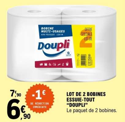 LOT DE 2 BOBINES ESSUIE-TOUT "DOUPLI"