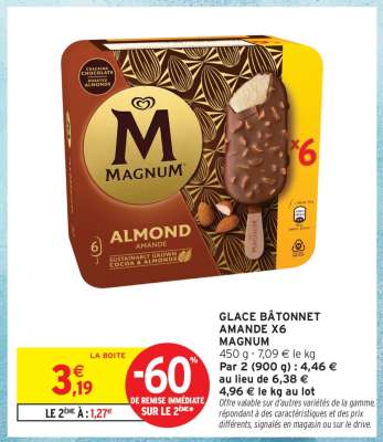 GLACE BÂTONNET AMANDE X6 MAGNUM