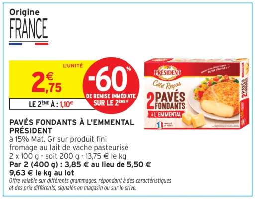Pavés Fondants À L'emmental Président