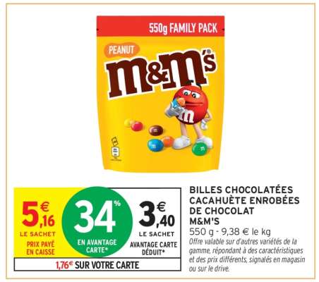BILLES CHOCOLATÉES CACAHUÈTE ENROBÉES DE CHOCOLAT M&M'S