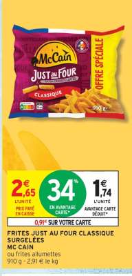 Frites Just au Four Classique Surgelées McCain