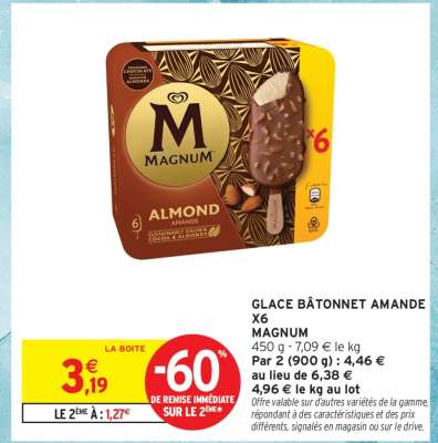 GLACE BÂTONNET AMANDE X6 MAGNUM