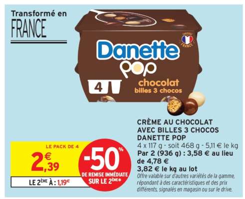 Danette Pop Chocolat Billes 3 Chocos