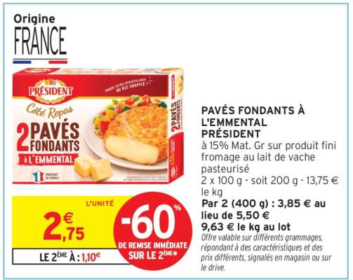 Pavés Fondants À L'emmental Président