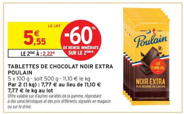 Tablettes De Chocolat Noir Extra Poulain