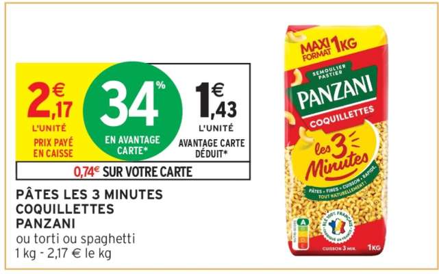 PÂTES LES 3 MINUTES COQUILLETTES PANZANI