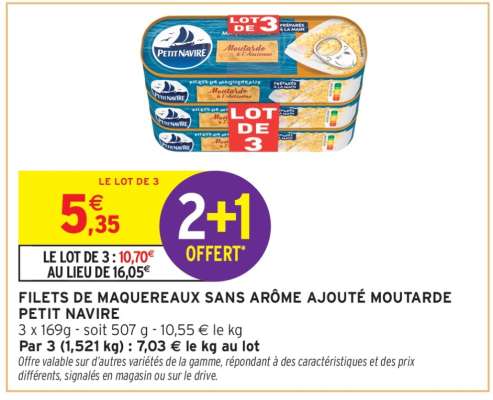 Filets de Maquereaux Sans Arôme Ajouté Moutarde Petit Navire