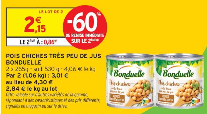Pois Chiches Très Peu de Jus Bonduelle