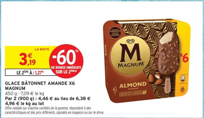 GLACE BÂTONNET AMANDE X6 MAGNUM