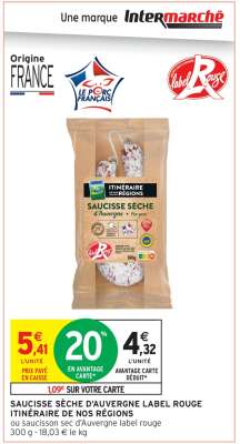 SAUCISSE SÈCHE D'AUVERGNE LABEL ROUGE