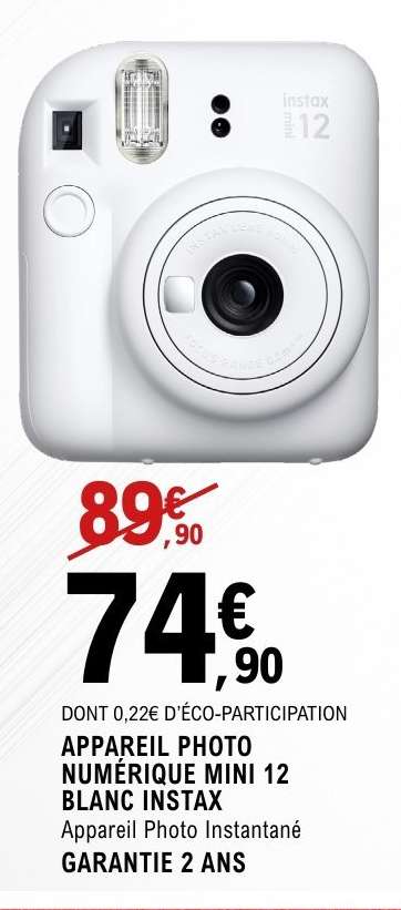 APPAREIL PHOTO NUMÉRIQUE MINI 12 BLANC INSTAX