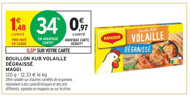 BOUILLON KUB VOLAILLE DÉGRAISSÉ