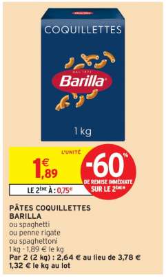 Pâtes Coquillettes Barilla