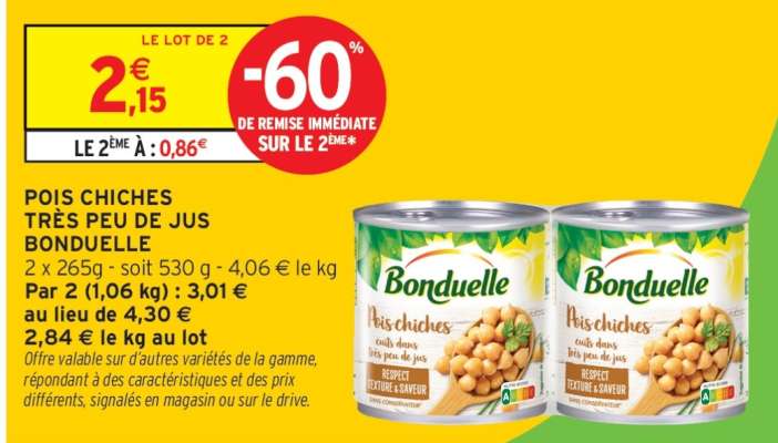 Pois Chiches Très Peu de Jus Bonduelle