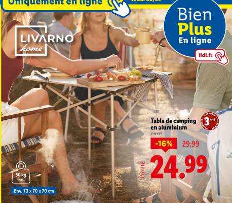 Table de camping en aluminium