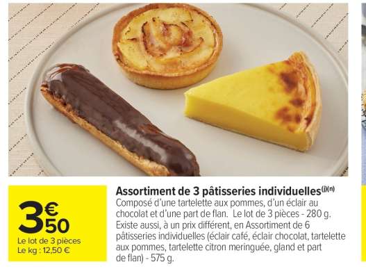 Assortiment de 3 pâtisseries individuelles