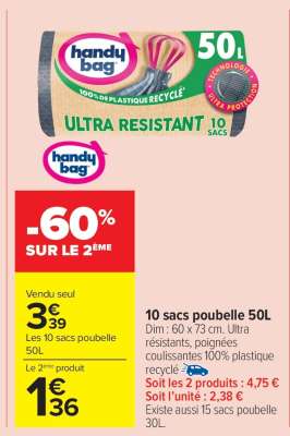 10 sacs poubelle 50L