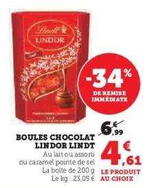 BOULES CHOCOLAT LINDOR LINDT