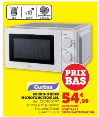 MICRO-ONDES MONOFONCTION 20L
