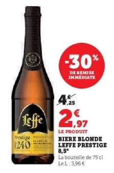 BIERE BLONDE LEFFE PRESTIGE