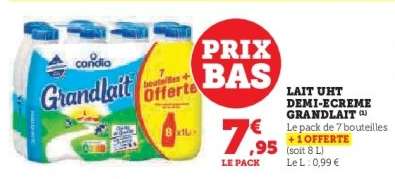 Lait UHT Demi-Écrémé Grandlait