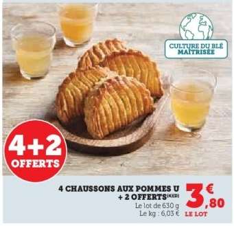 4 Chaussons aux Pommes U + 2 Offerts