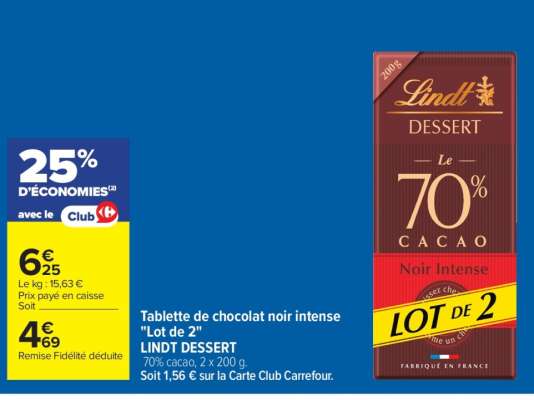 Tablette de chocolat noir intense "Lot de 2"