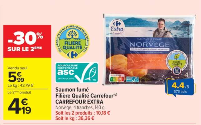 Saumon fumé Filière Qualité Carrefour EXTRA